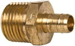 Parker - 3/8" Tube ID, 1/2-14 Thread, Metal Barbed Male Tube Connector - Brass, 1/2" Tube OD - USA Tool & Supply
