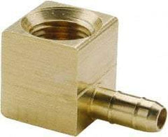 Parker - 11/64" Tube ID, 1/8-27 Thread, Metal Barbed Female Tube Elbow - Brass, 1/4" Tube OD - USA Tool & Supply