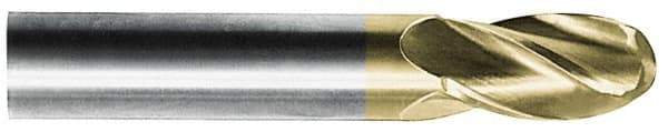 Hertel - 3/4" Diam, 1-1/2" LOC, 4 Flute Solid Carbide Ball End Mill - AlTiN Finish, Single End, 4" OAL, 3/4" Shank Diam - USA Tool & Supply