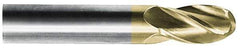 SGS - 11/16" Diam, 1-3/8" LOC, 4 Flute Solid Carbide Ball End Mill - Uncoated, Single End, 4" OAL, 3/4" Shank Diam, Spiral Flute - USA Tool & Supply