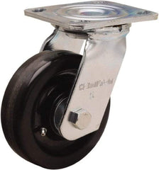 Hamilton - 5" Diam x 1-1/2" Wide x 6-1/2" OAH Top Plate Mount Swivel Caster - Phenolic, 550 Lb Capacity, Straight Roller Bearing, 4 x 4-1/2" Plate - USA Tool & Supply