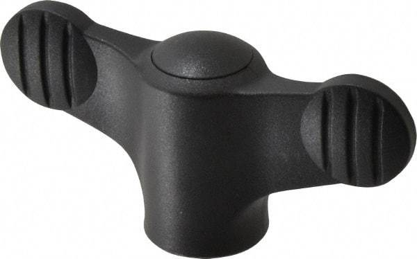 KIPP - 5/16-18 Hole Thread, 2.95" Head Length, Thermoplastic, Tapped Bar / Wing Knob - 0.55" Hole Depth, 1.38" Hub Diam, 0.65" Hub Height, Black - USA Tool & Supply