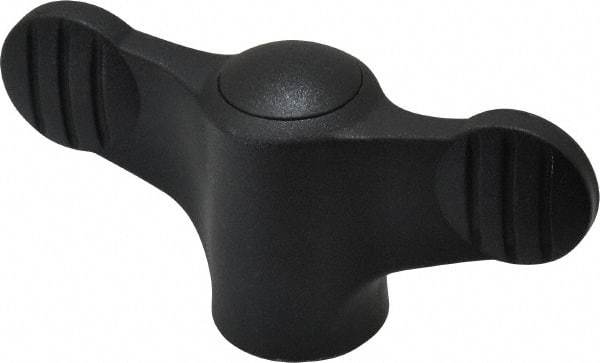 KIPP - 3/8-16 Hole Thread, 2.95" Head Length, Thermoplastic, Tapped Bar / Wing Knob - 0.55" Hole Depth, 1.38" Hub Diam, 0.65" Hub Height, Black - USA Tool & Supply