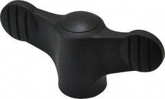 KIPP - 3/8-16 Hole Thread, 2.95" Head Length, Thermoplastic, Tapped Bar / Wing Knob - 0.55" Hole Depth, 1.38" Hub Diam, 0.65" Hub Height, Black - USA Tool & Supply