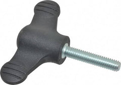 KIPP - 2.95" Head Length, Thermoplastic, Threaded Stem Bar / Wing Knob - 1.38" Hub Diam, 0.65" Hub Height, Black - USA Tool & Supply