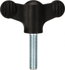 KIPP - 2.95" Head Length, Thermoplastic, Threaded Stem Bar / Wing Knob - 1.38" Hub Diam, 0.65" Hub Height, Black - USA Tool & Supply
