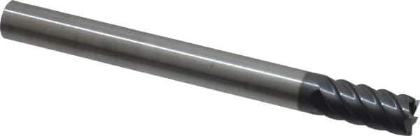 SGS - 3/8", 13/16" LOC, 3/8" Shank Diam, 4" OAL, 6 Flute, Solid Carbide Square End Mill - Single End, AlTiN Finish, Spiral Flute, 45° Helix, Centercutting, Right Hand Cut, Right Hand Flute, Series 57 - USA Tool & Supply