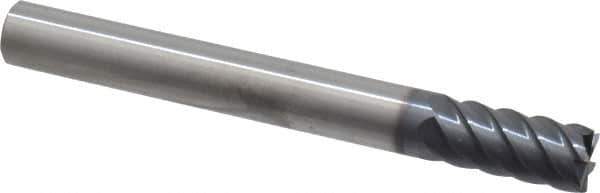 SGS - 1/2", 1-3/32" LOC, 1/2" Shank Diam, 4-1/2" OAL, 6 Flute, Solid Carbide Square End Mill - Single End, AlTiN Finish, Spiral Flute, 45° Helix, Centercutting, Right Hand Cut, Right Hand Flute, Series 57 - USA Tool & Supply
