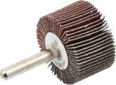 Camel Grinding Wheels - 1-1/2" Diam x 1" Face Width, Medium Aluminum Oxide Coated Mounted Flap Wheel - 1/4" Shank Mount, 60 Grit, 30,000 Max RPM - USA Tool & Supply