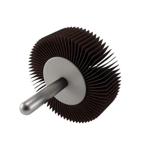 Camel Grinding Wheels - 2" Diam x 1/2" Face Width, Fine Aluminum Oxide Coated Mounted Flap Wheel - 1/4" Shank Mount, 120 Grit, 25,000 Max RPM - USA Tool & Supply