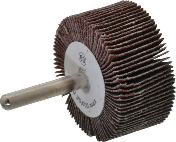 Camel Grinding Wheels - 2" Diam x 1" Face Width, Medium Aluminum Oxide Coated Mounted Flap Wheel - 1/4" Shank Mount, 60 Grit, 25,000 Max RPM - USA Tool & Supply