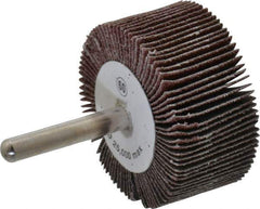 Camel Grinding Wheels - 2" Diam x 1" Face Width, Medium Aluminum Oxide Coated Mounted Flap Wheel - 1/4" Shank Mount, 60 Grit, 25,000 Max RPM - USA Tool & Supply