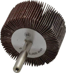 Camel Grinding Wheels - 2" Diam x 1" Face Width, Medium Aluminum Oxide Coated Mounted Flap Wheel - 1/4" Shank Mount, 80 Grit, 25,000 Max RPM - USA Tool & Supply