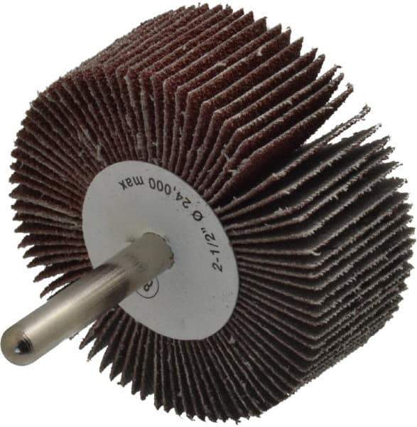 Camel Grinding Wheels - 2-1/2" Diam x 1" Face Width, Medium Aluminum Oxide Coated Mounted Flap Wheel - 1/4" Shank Mount, 80 Grit, 23,000 Max RPM - USA Tool & Supply