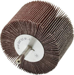 Camel Grinding Wheels - 3" Diam x 2" Face Width, Medium Aluminum Oxide Coated Mounted Flap Wheel - 1/4" Shank Mount, 60 Grit, 20,000 Max RPM - USA Tool & Supply