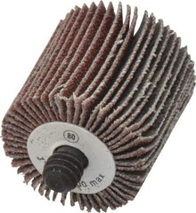 Camel Grinding Wheels - 1" Diam x 1" Face Width, Medium Aluminum Oxide Coated Mounted Flap Wheel - 1/4-20 Threaded Mount, 80 Grit, 30,000 Max RPM - USA Tool & Supply