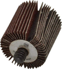 Camel Grinding Wheels - 1" Diam x 1" Face Width, Fine Aluminum Oxide Coated Mounted Flap Wheel - 1/4-20 Threaded Mount, 120 Grit, 30,000 Max RPM - USA Tool & Supply