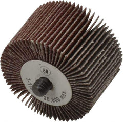 Camel Grinding Wheels - 1-1/2" Diam x 1" Face Width, Medium Aluminum Oxide Coated Mounted Flap Wheel - 1/4-20 Threaded Mount, 80 Grit, 30,000 Max RPM - USA Tool & Supply