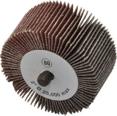 Camel Grinding Wheels - 2" Diam x 1" Face Width, Medium Aluminum Oxide Coated Mounted Flap Wheel - 1/4-20 Threaded Mount, 80 Grit, 25,000 Max RPM - USA Tool & Supply