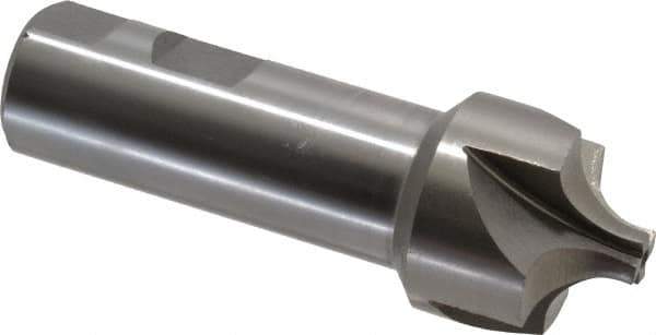 Interstate - 7/16" Radius, 1-3/8" Mill Diam, 4 Flute High Speed Steel Corner Rounding End Mill - Single End, Uncoated, 4" OAL, 1" Shank Diam - USA Tool & Supply