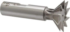 Interstate - 1-3/8" Diam x 9/16" Width of Cut, 45° Included Angle, High Speed Steel Dovetail Cutter - 5/8" Shank Diam, 2-5/16" Shank Length, 2-7/8" Overall Length - USA Tool & Supply