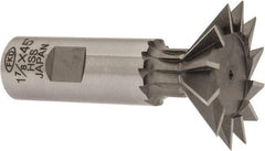 Interstate - 1-7/8" Diam x 13/16" Width of Cut, 45° Included Angle, High Speed Steel Dovetail Cutter - 7/8" Shank Diam, 2-7/16" Shank Length, 3-1/4" Overall Length - USA Tool & Supply