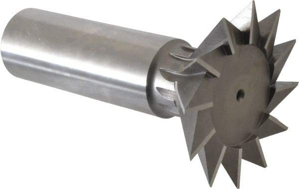 Interstate - 2-1/4" Diam x 1-1/16" Width of Cut, 45° Included Angle, High Speed Steel Dovetail Cutter - 1" Shank Diam, 2-11/16" Shank Length, 3-3/4" Overall Length - USA Tool & Supply