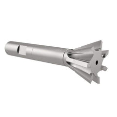 Interstate - 3/4" Diam x 5/16" Width of Cut, 60° Included Angle, High Speed Steel Dovetail Cutter - 3/8" Shank Diam, 2-1/8" Overall Length, Uncoated - USA Tool & Supply