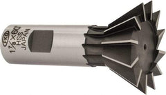 Interstate - 1-7/8" Diam x 13/16" Width of Cut, 60° Included Angle, High Speed Steel Dovetail Cutter - 7/8" Shank Diam, 3-1/4" Overall Length, Uncoated - USA Tool & Supply