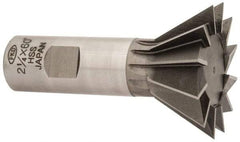 Interstate - 2-1/4" Diam x 1-1/16" Width of Cut, 60° Included Angle, High Speed Steel Dovetail Cutter - 1" Shank Diam, 3-3/4" Overall Length, Uncoated - USA Tool & Supply