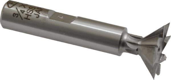 Interstate - 3/4" Diam x 5/16" Width of Cut, 45° Included Angle, Cobalt Dovetail Cutter - 3/8" Shank Diam, 1-13/16" Shank Length, 2-1/8" Overall Length - USA Tool & Supply