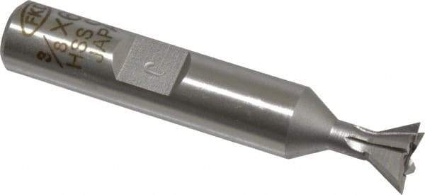 Interstate - 3/8" Diam x 3/16" Width of Cut, 60° Included Angle, Cobalt Dovetail Cutter - 3/8" Shank Diam, 2-1/8" Overall Length, Uncoated - USA Tool & Supply