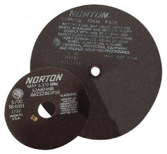 Norton - 12" 60 Grit Aluminum Oxide Cutoff Wheel - 1/16" Thick, 3" Arbor, 4,585 Max RPM - USA Tool & Supply