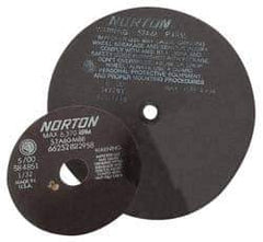 Norton - 13-3/4" Aluminum Oxide Cutoff Wheel - 0.098" Thick, 1-1/4" Arbor, 3,300 Max RPM, Use with Stationary Tools - USA Tool & Supply
