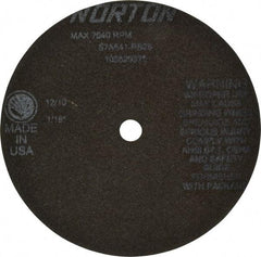 Norton - 6" 54 Grit Aluminum Oxide Cutoff Wheel - 1/16" Thick, 1/2" Arbor, 7,640 Max RPM, Use with Stationary Tools - USA Tool & Supply