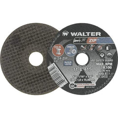 WALTER Surface Technologies - 4" 24 Grit Aluminum Oxide Cutoff Wheel - 1/16" Thick, 5/8" Arbor, 19,100 Max RPM, Use with Die Grinders - USA Tool & Supply