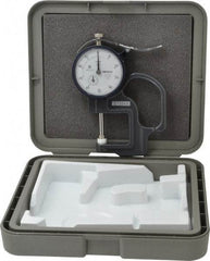 Mitutoyo - 0 to 1 Inch Measurement, 0.001 Inch Graduation, 1.1811 Inch Throat Depth, Dial Thickness Gage - 0.002 Inch Accuracy, 2 N Force, 2 Inch Dial Diameter - USA Tool & Supply