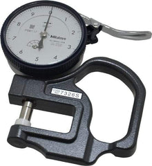 Mitutoyo - 0 to 0.05 Inch Measurement, 0.00005 Inch Graduation, 1.1811 Inch Throat Depth, Dial Thickness Gage - 0.0002 Inch Accuracy, 1.4 N Force, 2 Inch Dial Diameter - USA Tool & Supply