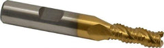 Interstate - 9/32" Diam, Coarse Pitch, 3/4" LOC, 3 Flute Cobalt Roughing Square End Mill - TiN Finish, 2-1/2" OAL, 3/8" Shank Diam, Single End, Centercutting - USA Tool & Supply