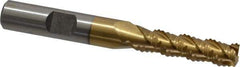 Interstate - 5/16" Diam, Coarse Pitch, 1-1/8" LOC, 3 Flute Cobalt Roughing Square End Mill - TiN Finish, 2-15/16" OAL, 3/8" Shank Diam, Single End, Centercutting - USA Tool & Supply