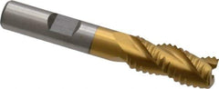 Interstate - 7/16" Diam, Coarse Pitch, 1" LOC, 3 Flute Cobalt Roughing Square End Mill - TiN Finish, 2-11/16" OAL, 3/8" Shank Diam, Single End, Centercutting - USA Tool & Supply