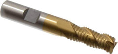 Interstate - 15/32" Diam, Coarse Pitch, 1-1/4" LOC, 3 Flute Cobalt Roughing Square End Mill - TiN Finish, 3-1/4" OAL, 1/2" Shank Diam, Single End, Centercutting - USA Tool & Supply