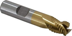 Interstate - 1/2" Diam, Coarse Pitch, 5/8" LOC, 3 Flute Cobalt Roughing Square End Mill - TiN Finish, 2-5/8" OAL, 1/2" Shank Diam, Single End, Centercutting - USA Tool & Supply