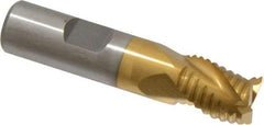 Interstate - 5/8" Diam, Coarse Pitch, 3/4" LOC, 3 Flute Cobalt Roughing Square End Mill - TiN Finish, 2-7/8" OAL, 5/8" Shank Diam, Single End, Centercutting - USA Tool & Supply