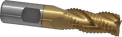 Interstate - 3/4" Diam, Coarse Pitch, 1-5/8" LOC, 3 Flute Cobalt Roughing Square End Mill - TiN Finish, 3-3/4" OAL, 3/4" Shank Diam, Single End, Centercutting - USA Tool & Supply