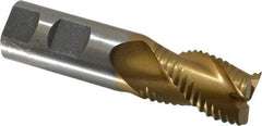 Interstate - 1" Diam, Coarse Pitch, 1-5/8" LOC, 3 Flute Cobalt Roughing Square End Mill - TiN Finish, 4-1/8" OAL, 1" Shank Diam, Single End, Centercutting - USA Tool & Supply