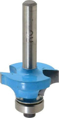 ROMAN CARBIDE - 1" Cut Diam, 1/2" Length of Cut, 2 Flute, Round-Over, Edge Profile Router Bit - Carbide-Tipped, 1/4" Shank Diam, 1-1/4" Shank Length, 2" OAL, Uncoated, Piloted - USA Tool & Supply