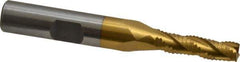 Interstate - 1/4" Diam, Fine Pitch, 7/8" LOC, 3 Flute Cobalt Roughing Square End Mill - TiN Finish, 2-11/16" OAL, 3/8" Shank Diam, Single End - USA Tool & Supply