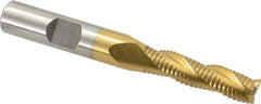 Interstate - 5/16" Diam, Fine Pitch, 1-1/8" LOC, 3 Flute Cobalt Roughing Square End Mill - TiN Finish, 2-15/16" OAL, 3/8" Shank Diam, Single End - USA Tool & Supply