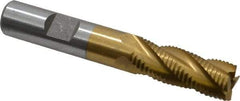 Interstate - 1/2" Diam, Fine Pitch, 1-1/4" LOC, 4 Flute Cobalt Roughing Square End Mill - TiN Finish, 3-1/4" OAL, 1/2" Shank Diam, Single End - USA Tool & Supply